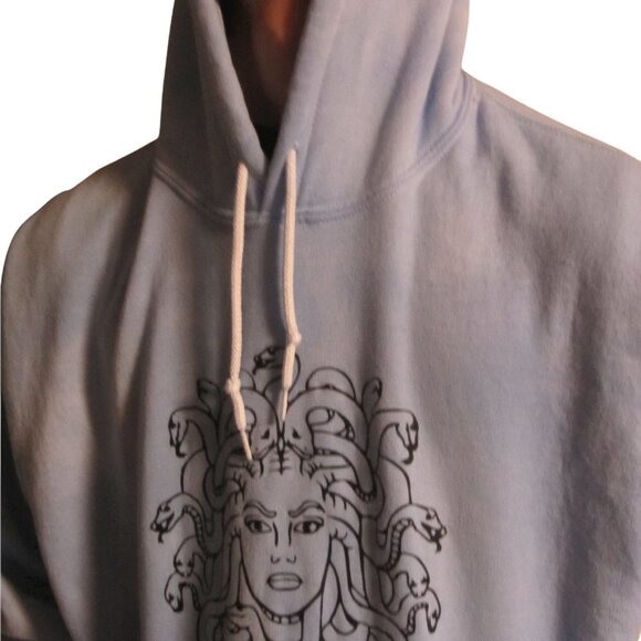 Mythcore Medusa Graphic Blue Tie Dye Hoodie Handmade XL - Picture 2 of 7